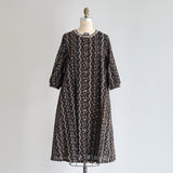 しろのはボーダー刺繍ワンピース