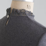 organicコットンテレコlacyカラー四分袖インナー