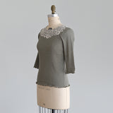 organicコットンテレコlacy七分袖インナー