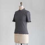 organicコットンテレコlacyカラー四分袖インナー