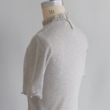 organicコットンテレコlacyカラー四分袖インナー