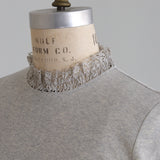 organicコットンテレコlacyカラー四分袖インナー