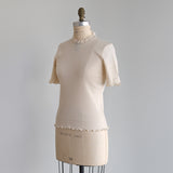 organicコットンテレコlacyカラー四分袖インナー