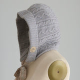 タスマニアウールlacyーtieフード帽