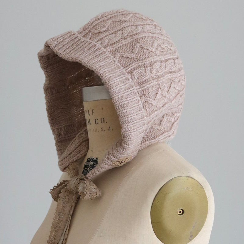 タスマニアウールlacyーtieフード帽