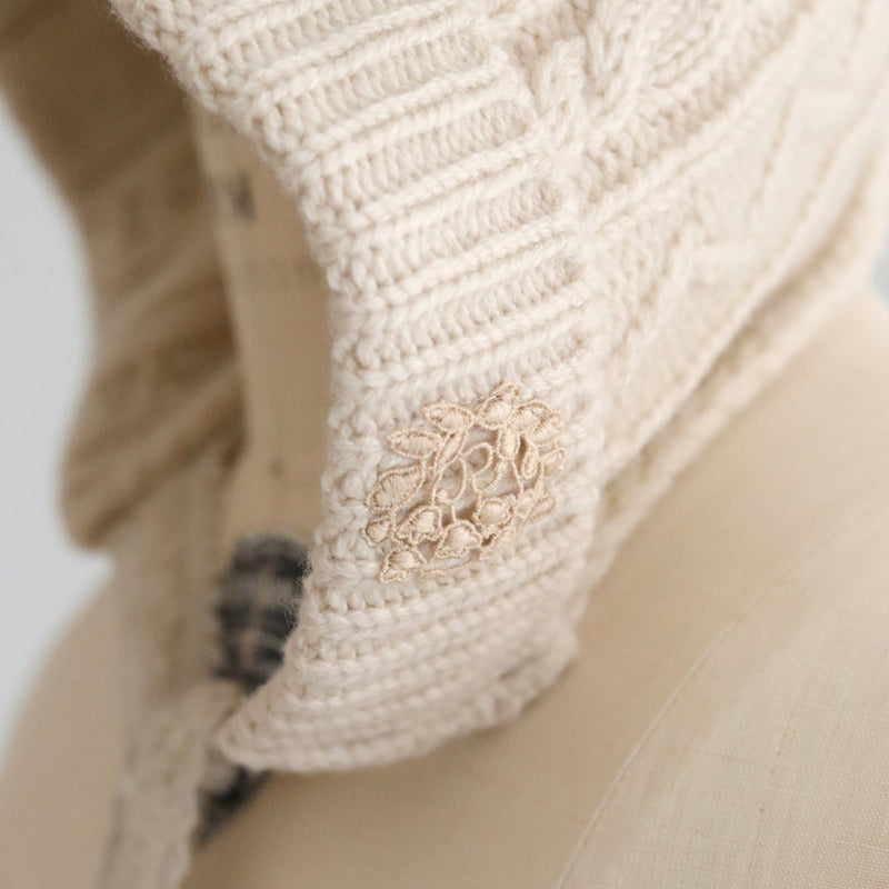 タスマニアウールlacyーtieフード帽