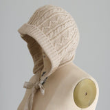 タスマニアウールlacyーtieフード帽