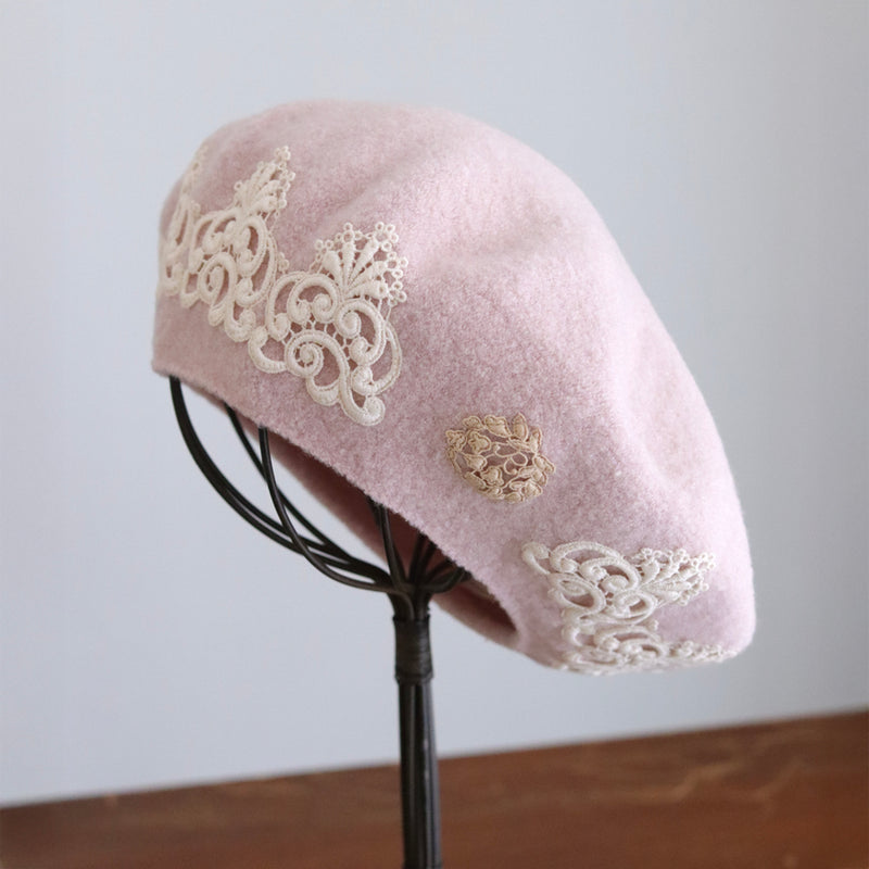 ブークレknit lacyベレー帽