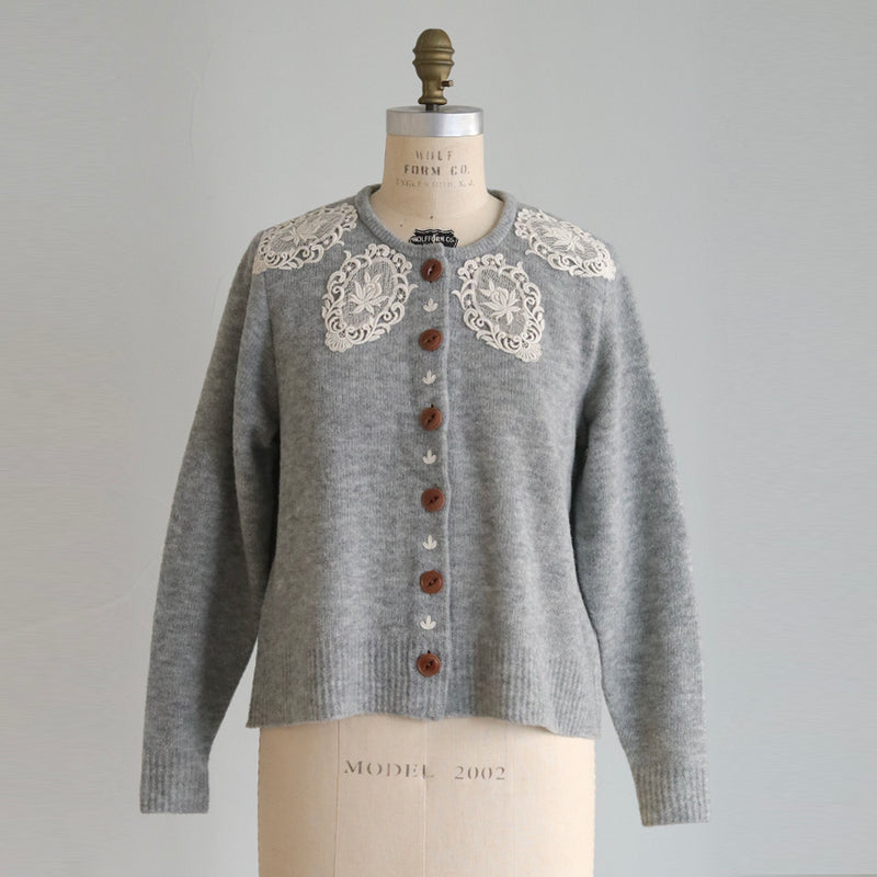 ブークレknit レースエンブレムカーディガン