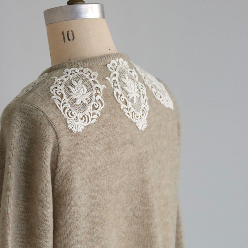 ブークレknit レースエンブレムカーディガン