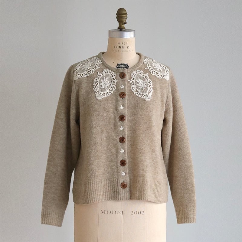 ブークレknit レースエンブレムカーディガン