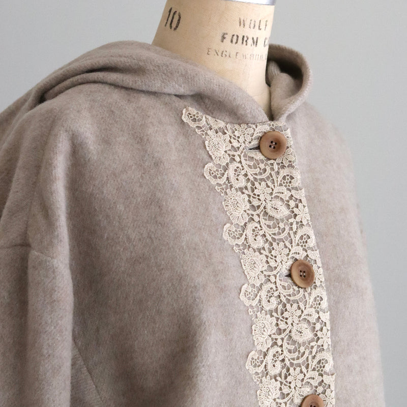 ウールシャギーlacyフーディーコート