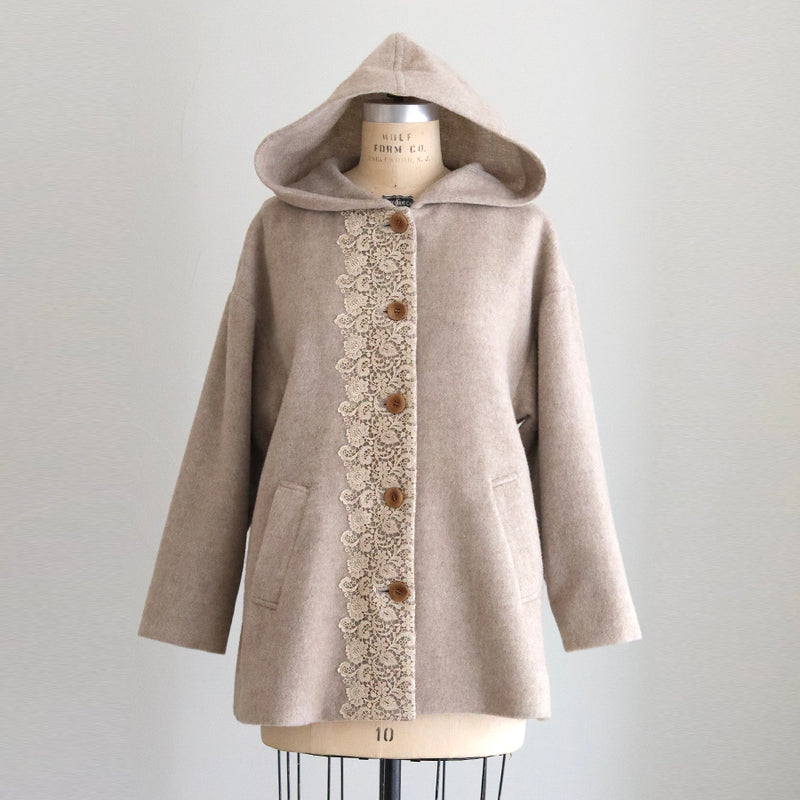 ウールシャギーlacyフーディーコート