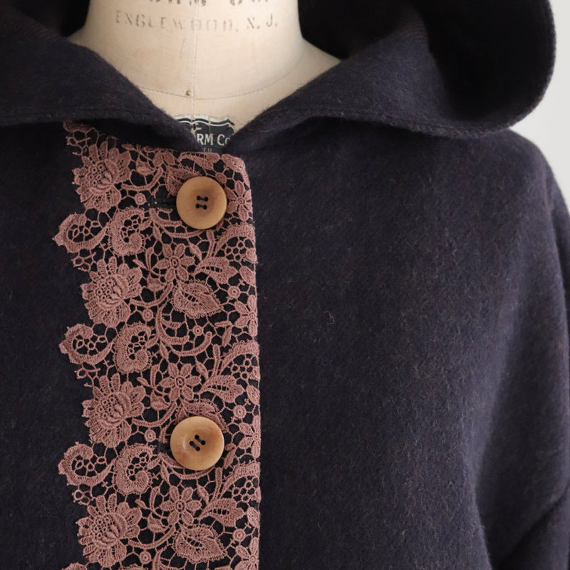 ウールシャギーlacyフーディーコート