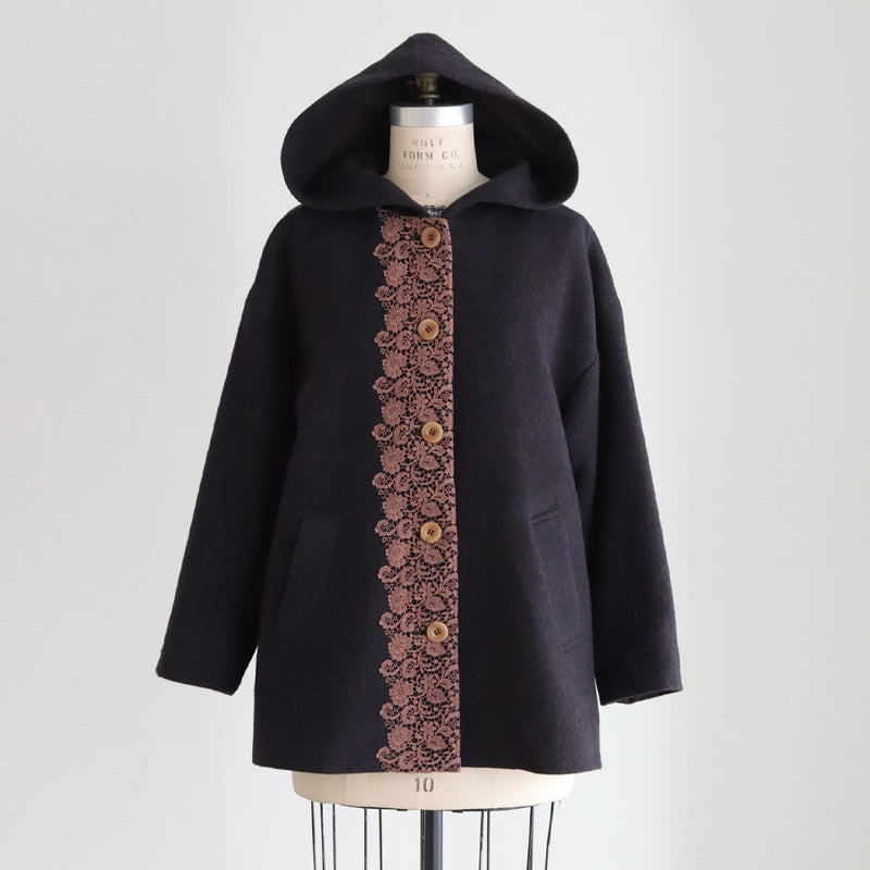 ウールシャギーlacyフーディーコート