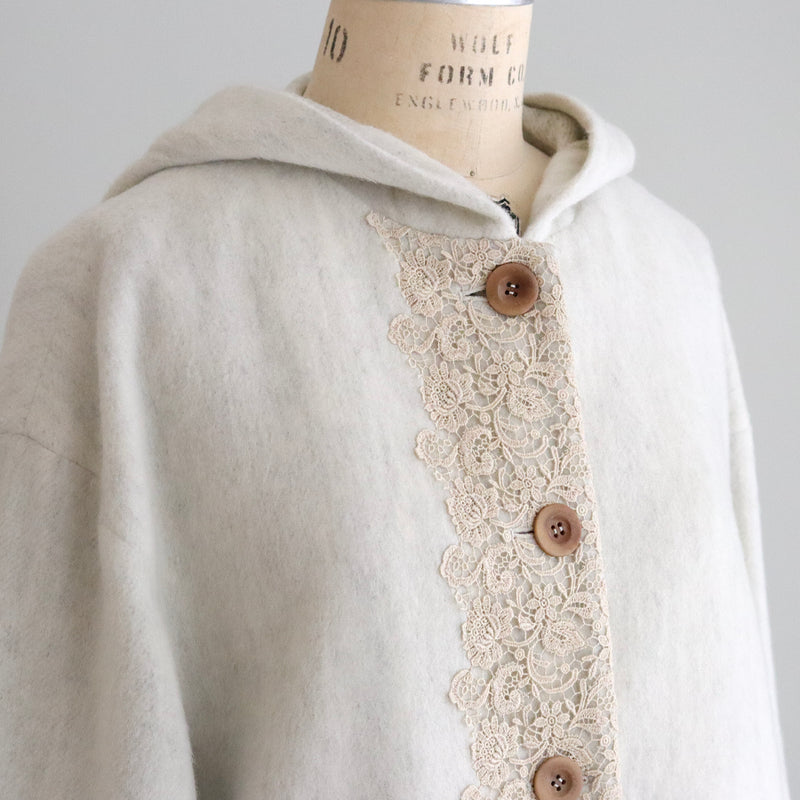 ウールシャギーlacyフーディーコート