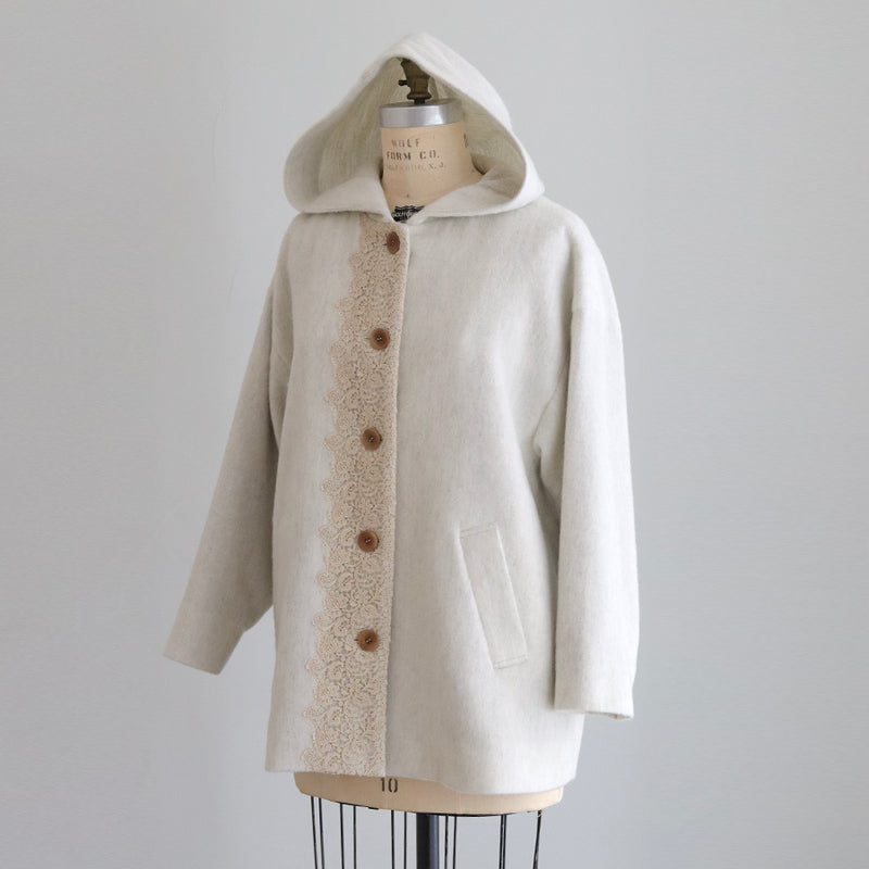 ウールシャギーlacyフーディーコート