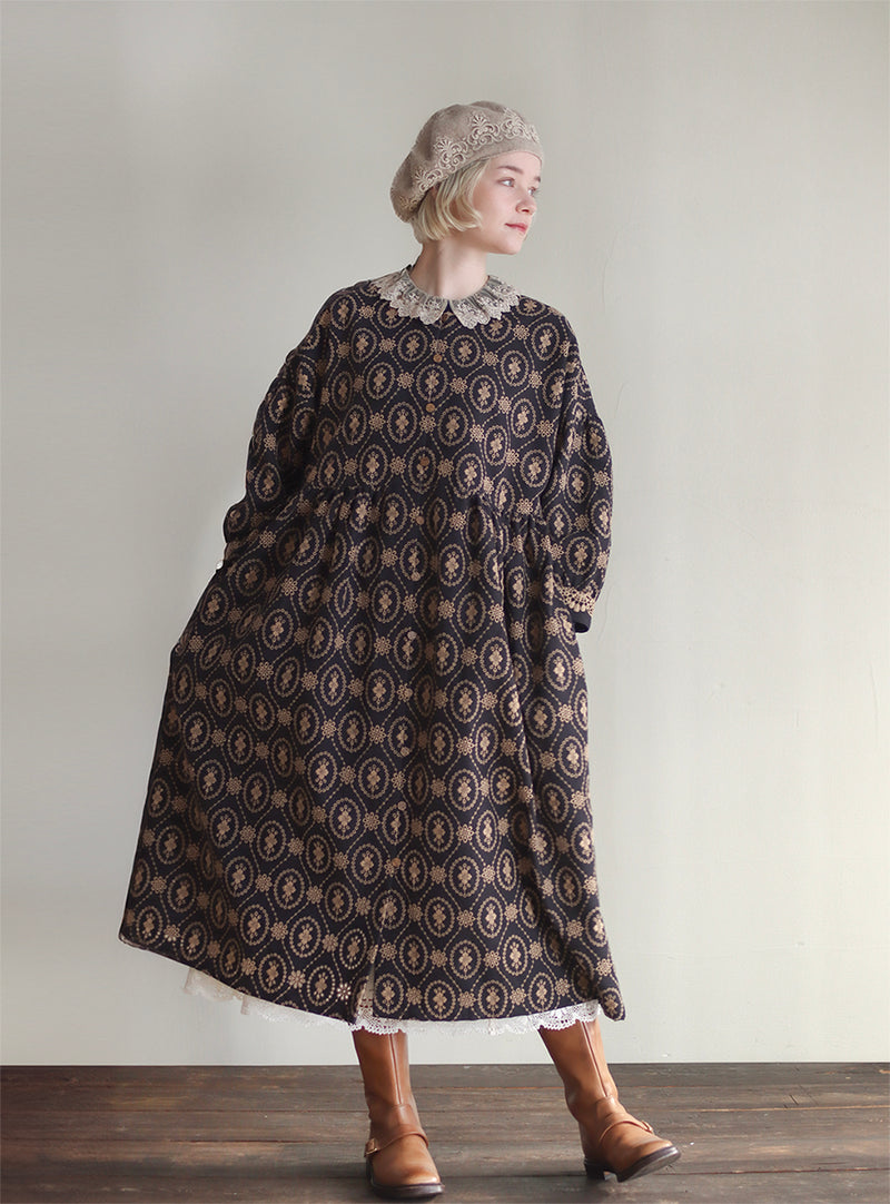 organicコットンemblem刺繍コートワンピース