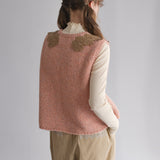 〔No.9331〕ベビーアルパカknit  lacyカラーベスト【2026年9月下旬入荷予定】