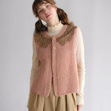 〔No.9331〕ベビーアルパカknit  lacyカラーベスト【2026年9月下旬入荷予定】