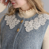 〔No.9331〕ベビーアルパカknit  lacyカラーベスト【2026年9月下旬入荷予定】