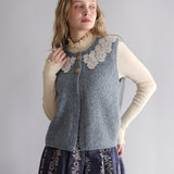 〔No.9331〕ベビーアルパカknit  lacyカラーベスト【2026年9月下旬入荷予定】