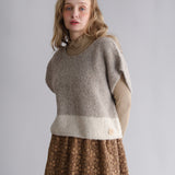 〔No.9330〕ベビーアルパカknitツートンベスト【2026年9月下旬入荷予定】