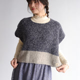 〔No.9330〕ベビーアルパカknitツートンベスト【2026年9月下旬入荷予定】