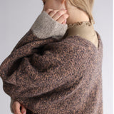 〔No.9329〕ベビーアルパカknitツートンカーディ【2026年9月下旬入荷予定】