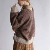 〔No.9329〕ベビーアルパカknitツートンカーディ【2026年9月下旬入荷予定】