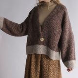 〔No.9329〕ベビーアルパカknitツートンカーディ【2026年9月下旬入荷予定】