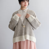 〔No.9329〕ベビーアルパカknitツートンカーディ【2026年9月下旬入荷予定】
