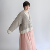 〔No.9329〕ベビーアルパカknitツートンカーディ【2026年9月下旬入荷予定】
