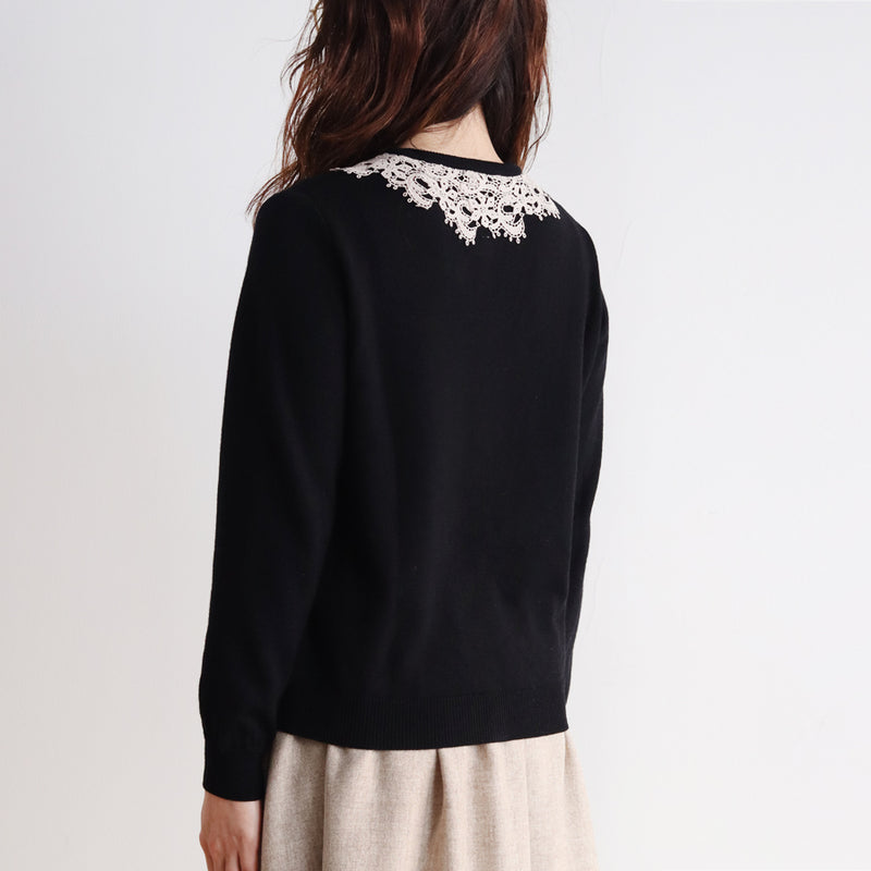 [Expected to ship in late September 2023] Washable wool lacy color cardigan [Pre-order now] 
