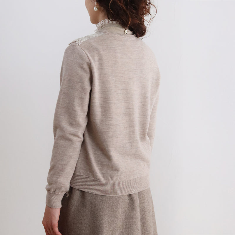[Expected to ship in late September 2023] Washable wool lacy cardigan [Currently accepting reservations]